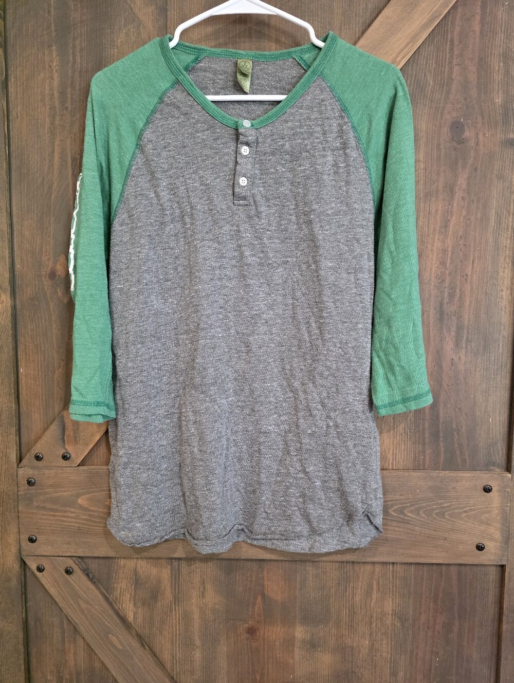 Seawave Henley Raglan Shirt - Green & Gray Advocare Size Large - Picture 2 of 4